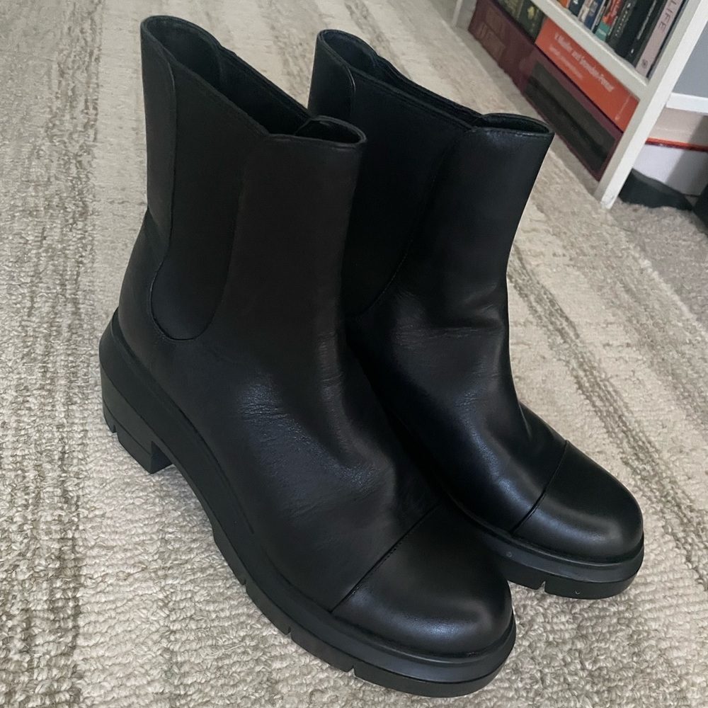 Stuart Weitzman Black Leather Ankle Boots